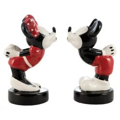 Bioworld Disney Mickey And Minnie Kissing Sculpted Ceramic Salt & Pepper Set