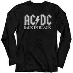 American Classics Men's Acdc Back In Black 2 Long Sleeve Tee New
