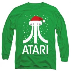 Trevco New Men's Atari Pixel Santa Hat Long Sleeve T-Shirt