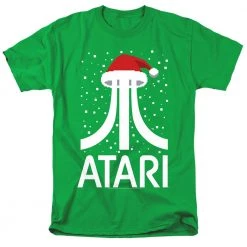Trevco Men's Atari Pixel Santa Hat Tee