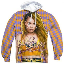 Trevco New Men's Birds Of Prey Black Canary Sublimated Pullover Hoodie