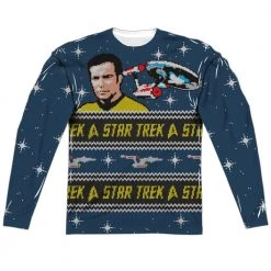 Trevco New Men's Star Trek Trek Sweater Sublimated Long Sleeve Tee