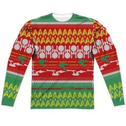 Trevco Men's Star Trek Trek Pattern Sublimated Long Sleeve Tee New