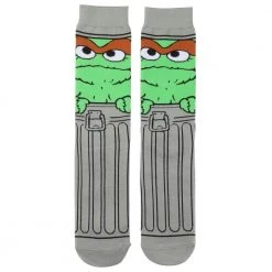 Bioworld Sesame Street Oscar The Grouch 360 Character Crew Sock New