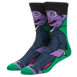 Bioworld Sesame Street Count Von Count 360 Character Crew Sock New
