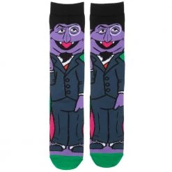 Bioworld Sesame Street Count Von Count 360 Character Crew Sock New