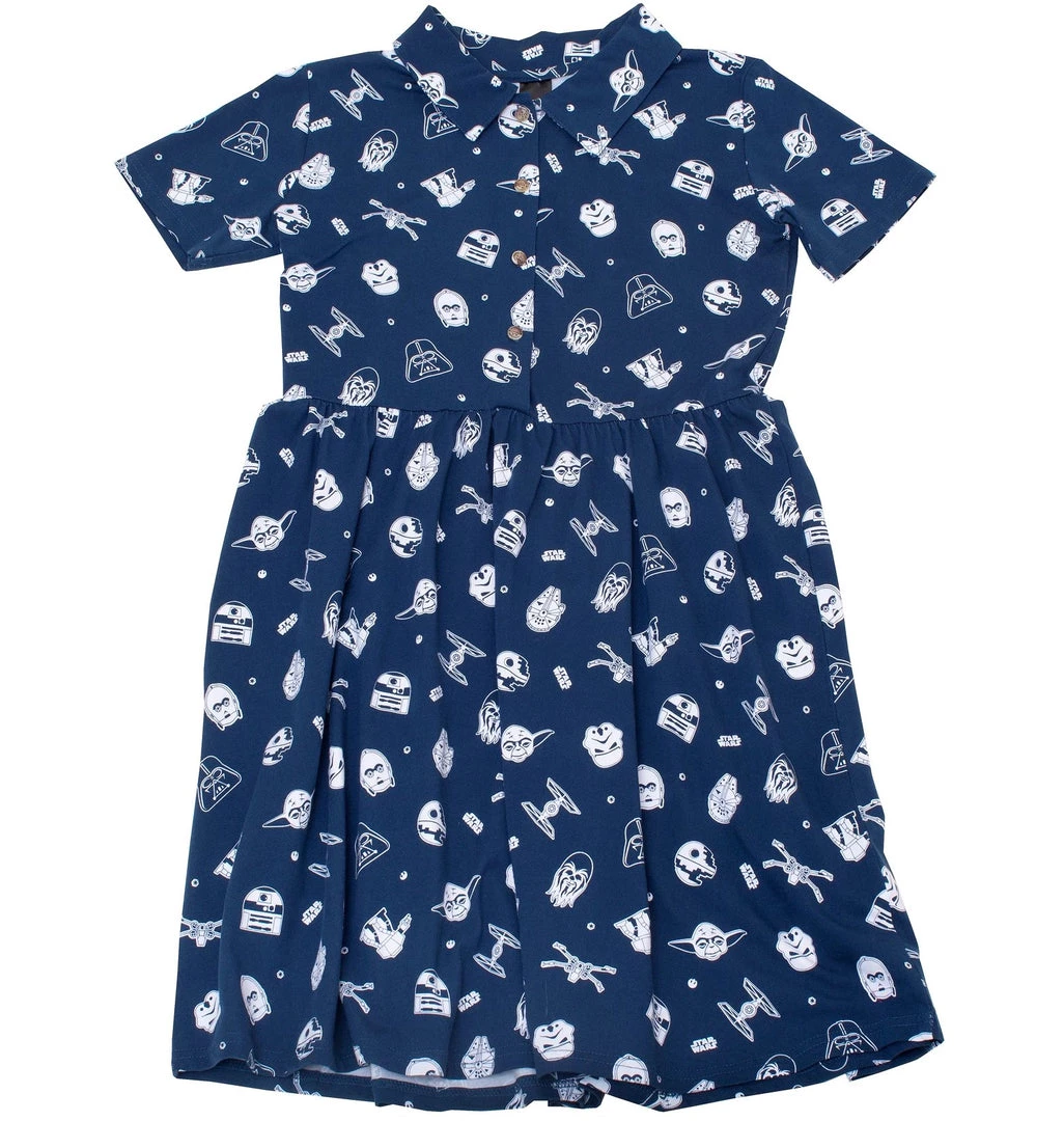 Cakeworthy Star Wars Aop Button Up Dress New 2 Cakeworthy Star Wars Aop Button Up Dress New