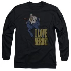 Trevco Men's Dc Comics Superman I Love Nerds Long Sleeve Tee New