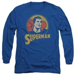 Trevco Men's Dc Comics Superman Super Circle Long Sleeve Tee New