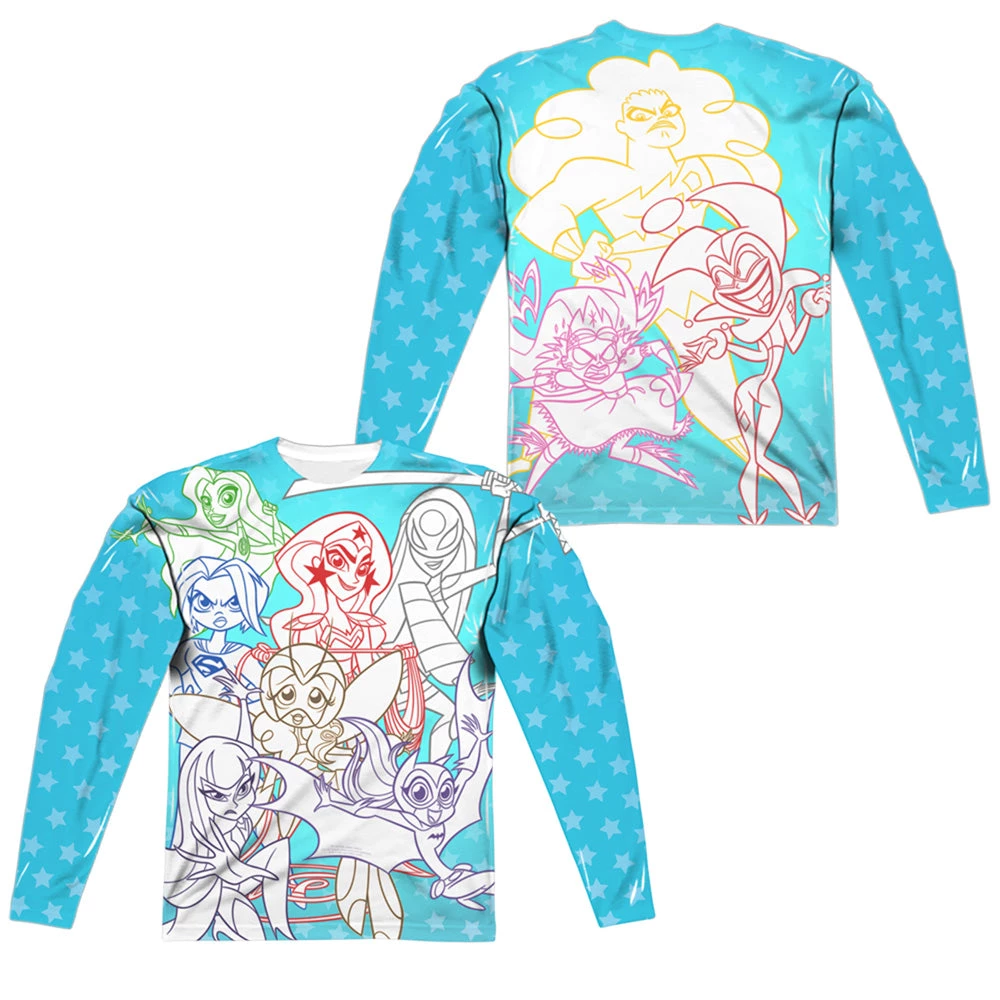Trevco Men's Dc Superhero Girls Justice Gang Sublimated Long Sleeve Tee 3 Trevco Men's Dc Superhero Girls Justice Gang Sublimated Long Sleeve Tee