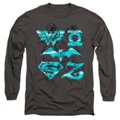 Trevco Men's Dc Superhero Girls Line Art Group Long Sleeve Tee