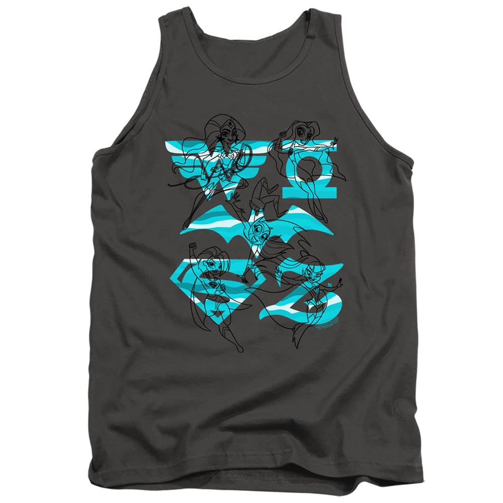 Trevco Men's Dc Superhero Girls Line Art Group Tank Top 1 Trevco Men's Dc Superhero Girls Line Art Group Tank Top