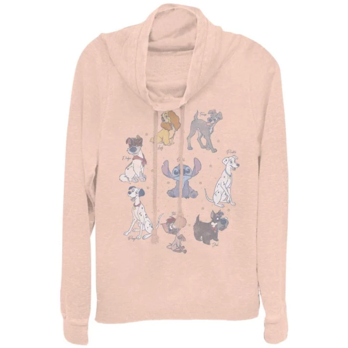Fifth Sun Women's Disney Classic Dogs Cowl Neck Sweatshirt 2 Fifth Sun Women's Disney Classic Dogs Cowl Neck Sweatshirt
