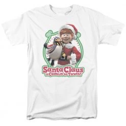 Trevco Men's Santa Claus Is Coming To Town Penguin Tee