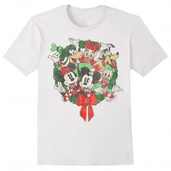 Fifth Sun Men's Disney Group Shot Christmas Wreath Tee New