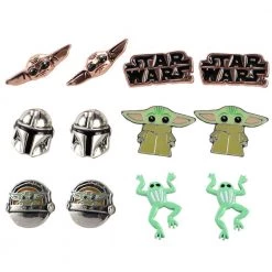 Bioworld Star Wars The Mandalorian Grogu 6Pc Stud Earrings Set New