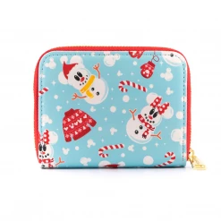 Loungefly Disney Mickey Minnie Snowman Aop Ziparound Wallet New
