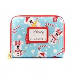 Loungefly Disney Mickey Minnie Snowman Aop Ziparound Wallet New