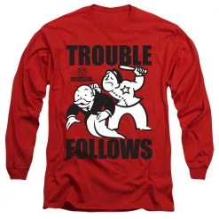 Trevco Men's Monopoly Trouble Follows Long Sleeve Tee