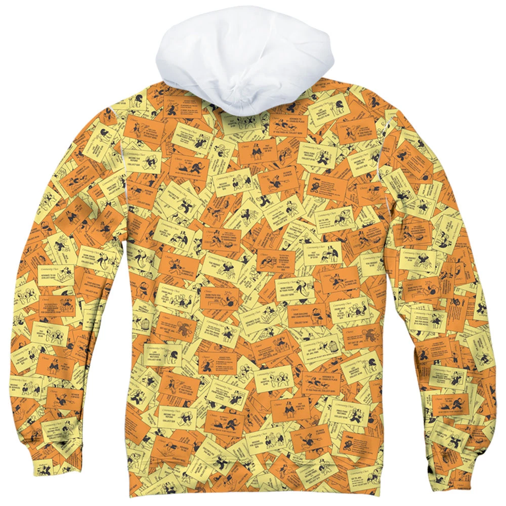 Trevco Men's Monopoly Chance Chest Cards Sublimated Pullover Hoodie 2 Trevco Men's Monopoly Chance Chest Cards Sublimated Pullover Hoodie