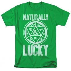 Trevco Men's Dungeons And Dragons Naturally Lucky Tee New