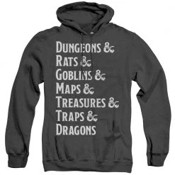 Trevco Men's Dungeons And Dragons Dungeon List Heather Pullover Hoodie New
