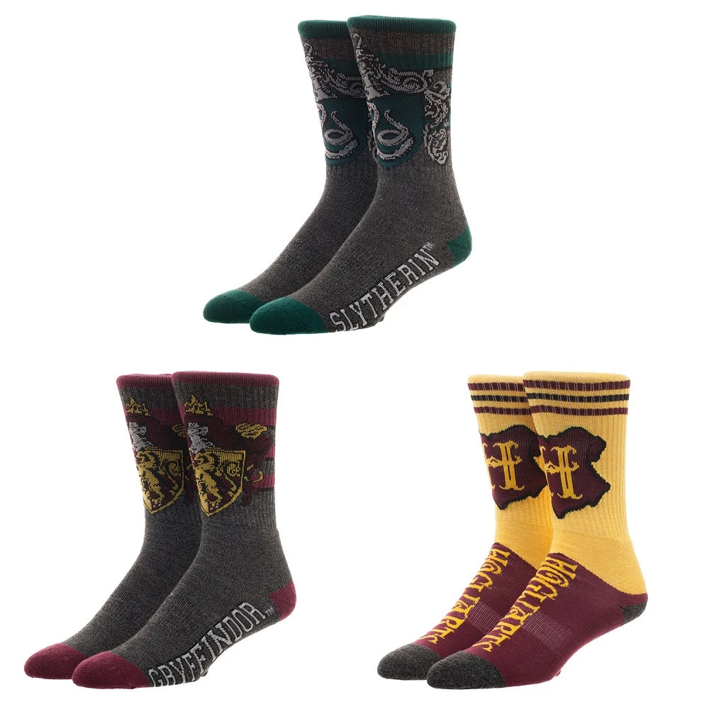 Bioworld Harry Potter Hogwarts Athletic Cushion Crew Socks 3 Pack New 1 Bioworld Harry Potter Hogwarts Athletic Cushion Crew Socks 3 Pack New