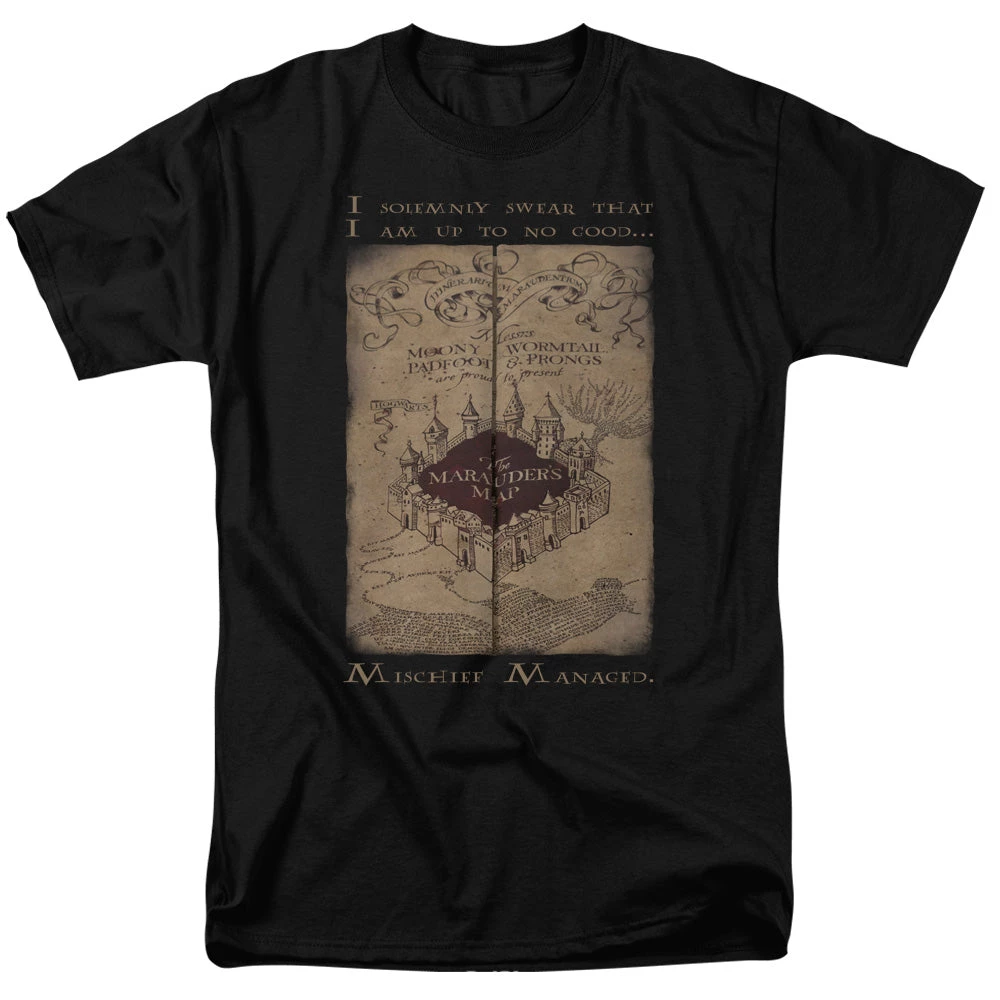 Trevco Tees Men's Harry Potter Marauders Map Words Tee 1 Trevco Tees Men's Harry Potter Marauders Map Words Tee