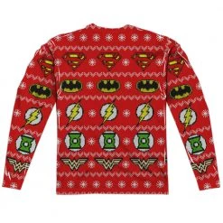 Trevco New Men's Jla Sweater Of Justice Sublimated Long Sleeve Tee