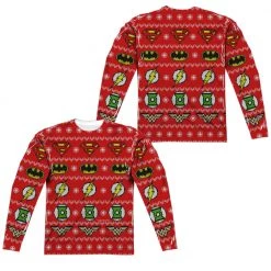 Trevco New Men's Jla Sweater Of Justice Sublimated Long Sleeve Tee 5 Trevco New Men's Jla Sweater Of Justice Sublimated Long Sleeve Tee