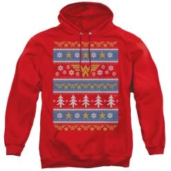 Trevco Men's Dc Wonder Woman Christmas Sweater Pullover Hoodie
