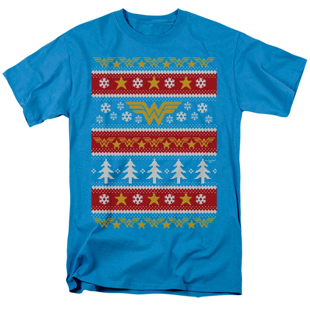 Trevco Men's Dc Comics Wonder Woman Christmas Sweater Tee New 1 Trevco Men's Dc Comics Wonder Woman Christmas Sweater Tee New