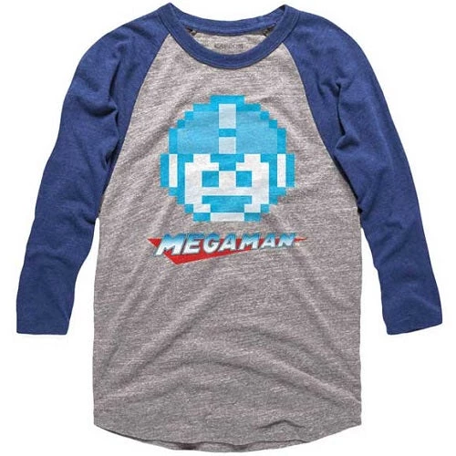 American Classics New Men's Mega Man Megaface Raglan Tee 1 American Classics New Men's Mega Man Megaface Raglan Tee