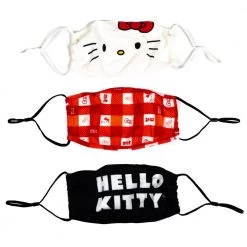Bioworld Sanrio Hello Kitty 3 Pack Adjustable Face Covers New