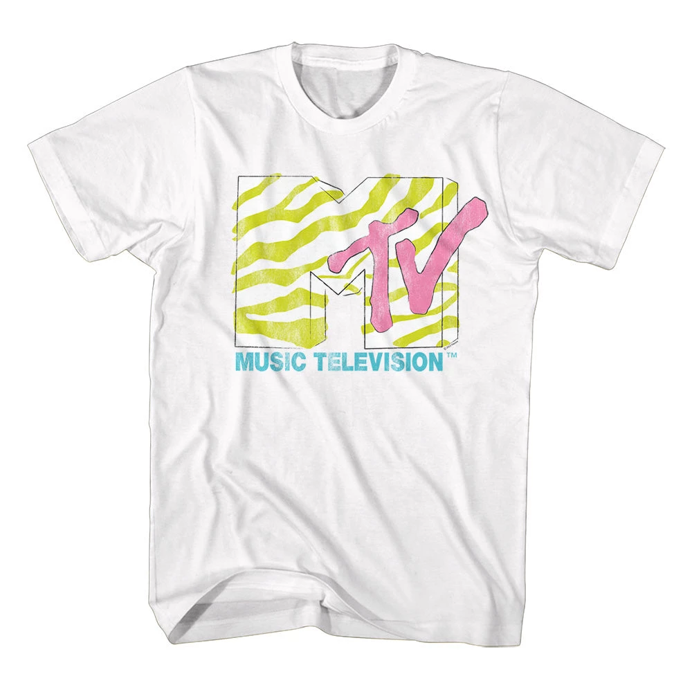 American Classics New Men's MTV Neon Zebra Logo Tee 1 American Classics New Men's MTV Neon Zebra Logo Tee