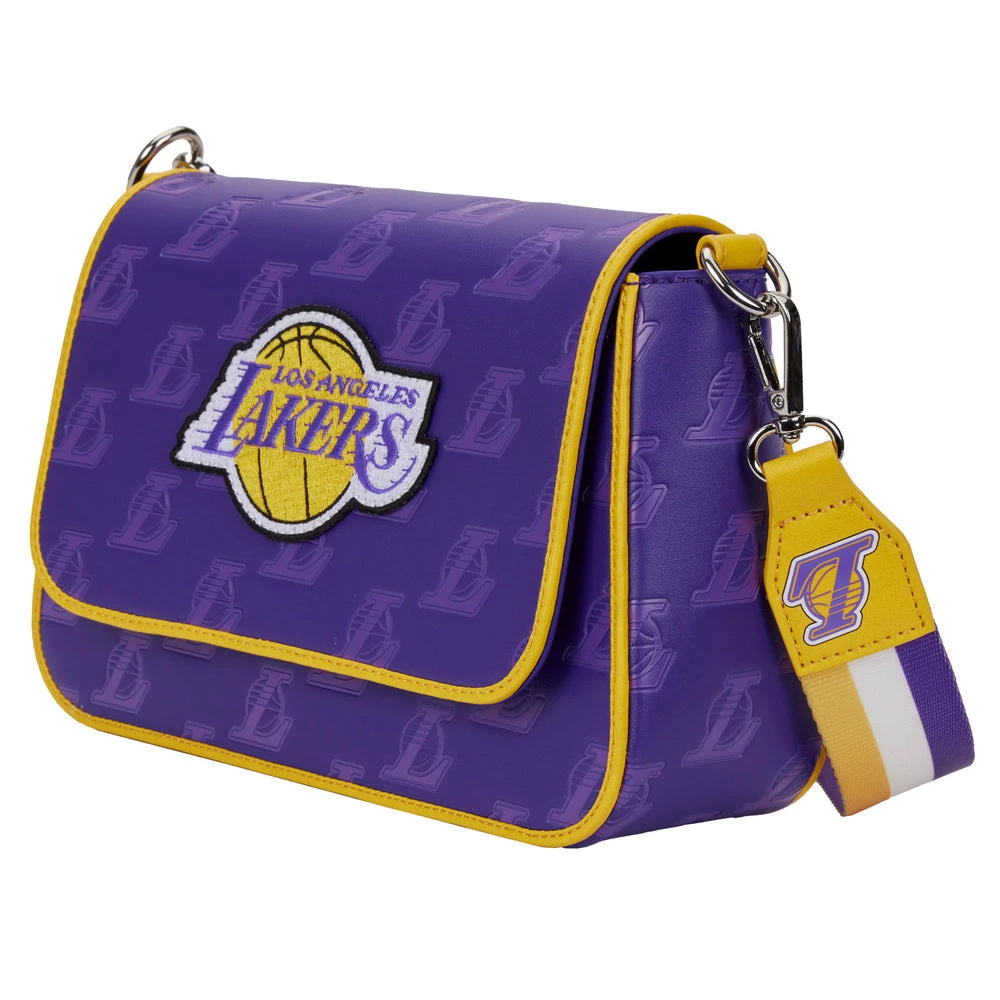 Loungefly NBA Los Angeles Lakers Debossed Logo Crossbody 2 Loungefly NBA Los Angeles Lakers Debossed Logo Crossbody