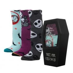 Bioworld New Disney The Nightmare Before Christmas Coffin 3 Pair Crew Socks Set