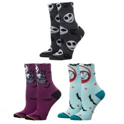 Bioworld New Disney The Nightmare Before Christmas Coffin 3 Pair Crew Socks Set