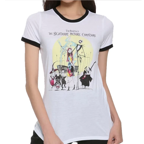 Disney Women's The Nightmare Before Christmas Halloween Town Tour Ringer Tee New 1 Disney Women's The Nightmare Before Christmas Halloween Town Tour Ringer Tee New