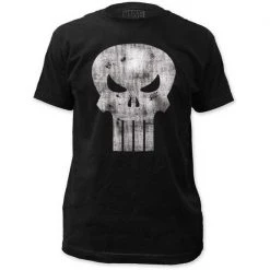 Impact Men's Marvel The Punisher White Logo Distressed Tee New
