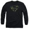 Trevco Men's Dc Comics Superman Distressed Camo Shield Long Sleeve Tee New