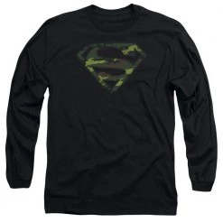 Trevco Men's Dc Comics Superman Distressed Camo Shield Long Sleeve Tee New