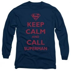 Trevco New Men's Dc Comics Superman Call Superman Long Sleeve Tee