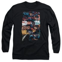 Trevco Men's Dc Comics Superman Torn Collage Long Sleeve Tee New
