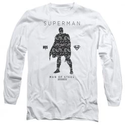 Trevco Men's Dc Comics Superman Paisley Silhouette Long Sleeve Tee