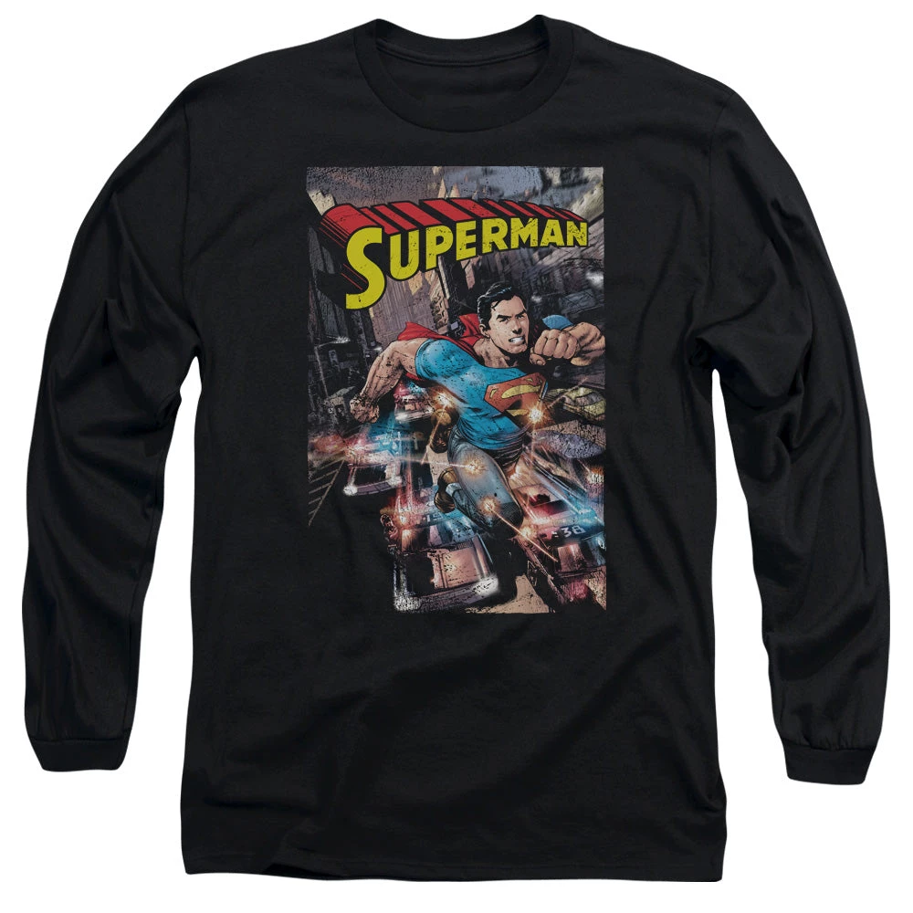 Trevco Men's Dc Comics Superman Action One Long Sleeve Tee New 1 Trevco Men's Dc Comics Superman Action One Long Sleeve Tee New