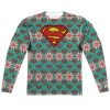 Trevco Men's Superman Shield Christmas Sweater Sublimated Long Sleeve Tee New