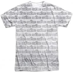 Trevco New Men's Sesame Street Bw Pattern Sublimated Tee