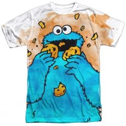 Trevco Men's Sesame Street Cookie Crumbs Sublimated Tee New