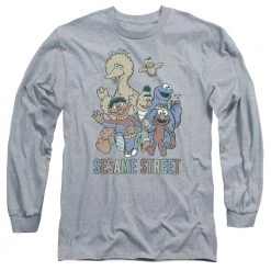 Trevco Men's Sesame Street Colorful Group Long Sleeve Tee